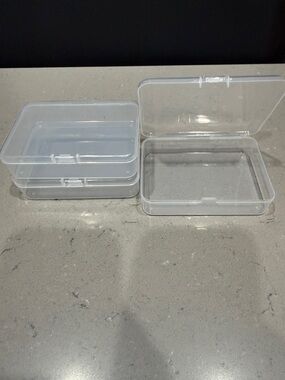 Clear Plastic Hinged Storage Boxes - Set of 3, New
